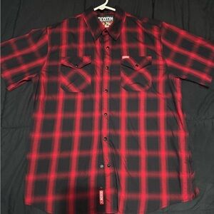 DIXXON Red and Black Casual Button Down Shirt